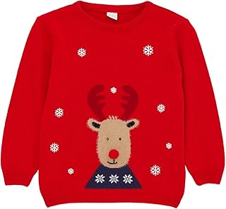 ال سي وايكيكي سويتر تريكو للأولاد برقبة دائرية ضيقة وأكمام طويلة بطابع العام الجديد