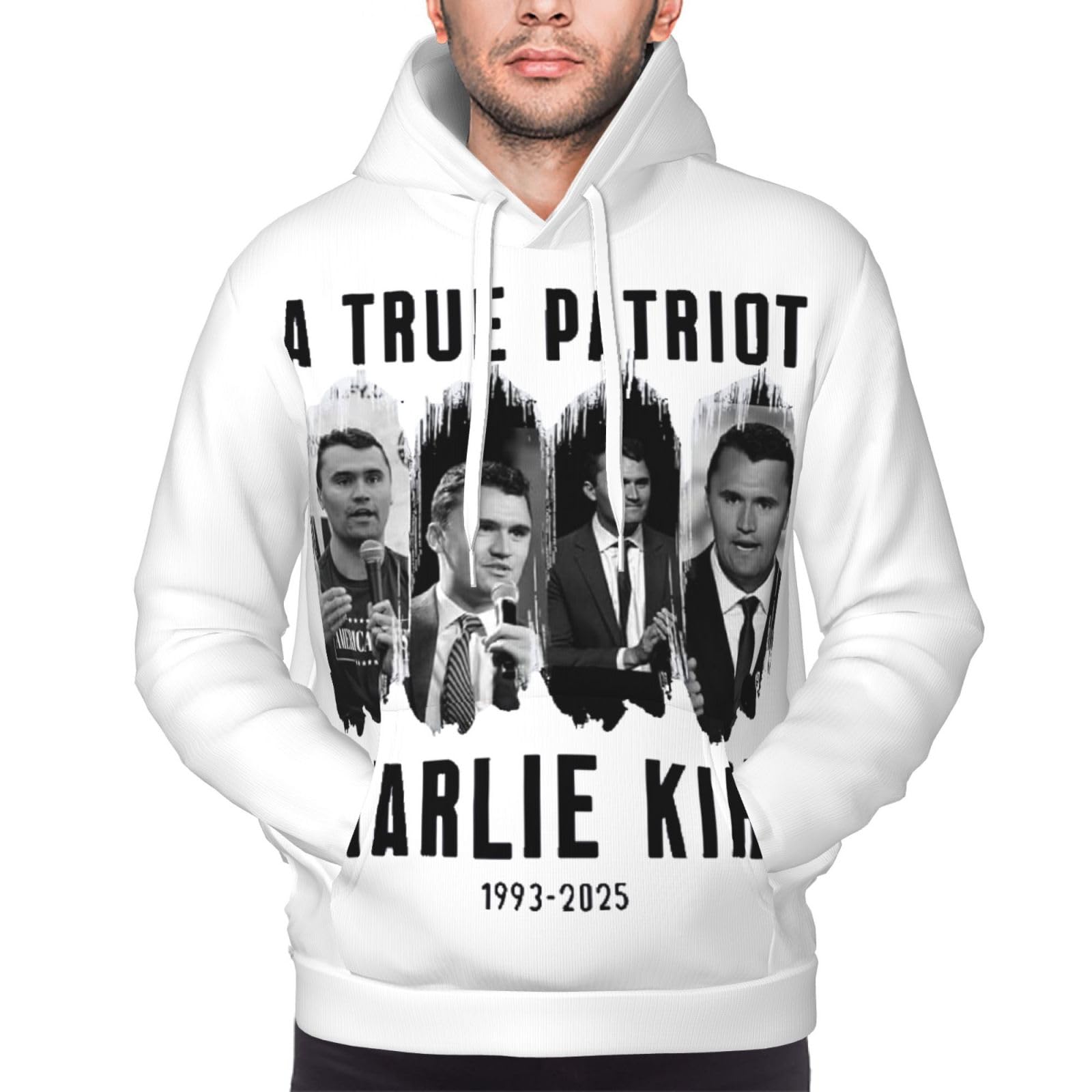 Peiyeety Unisex Black Rip Charlie Kirk Hoodie Charlie Kirk A True Patriot Men's Sweatshirt 4XL