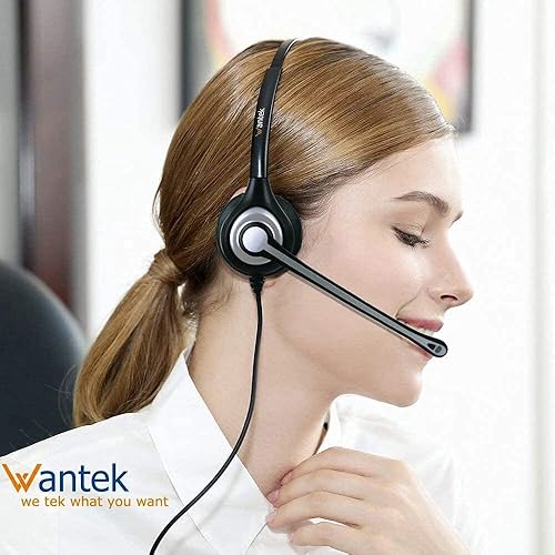 Miniatura 3 de Wantek Auriculares de teléfono con cable RJ9 con micrófono y cancelación de ruido compatibles con Plantronics Polycom VVX310 410 Yealink S12 Avaya