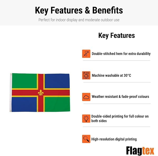 Flagtex Lincolnshire Flag 5ft x 3ft (150cm x 90cm) - 4