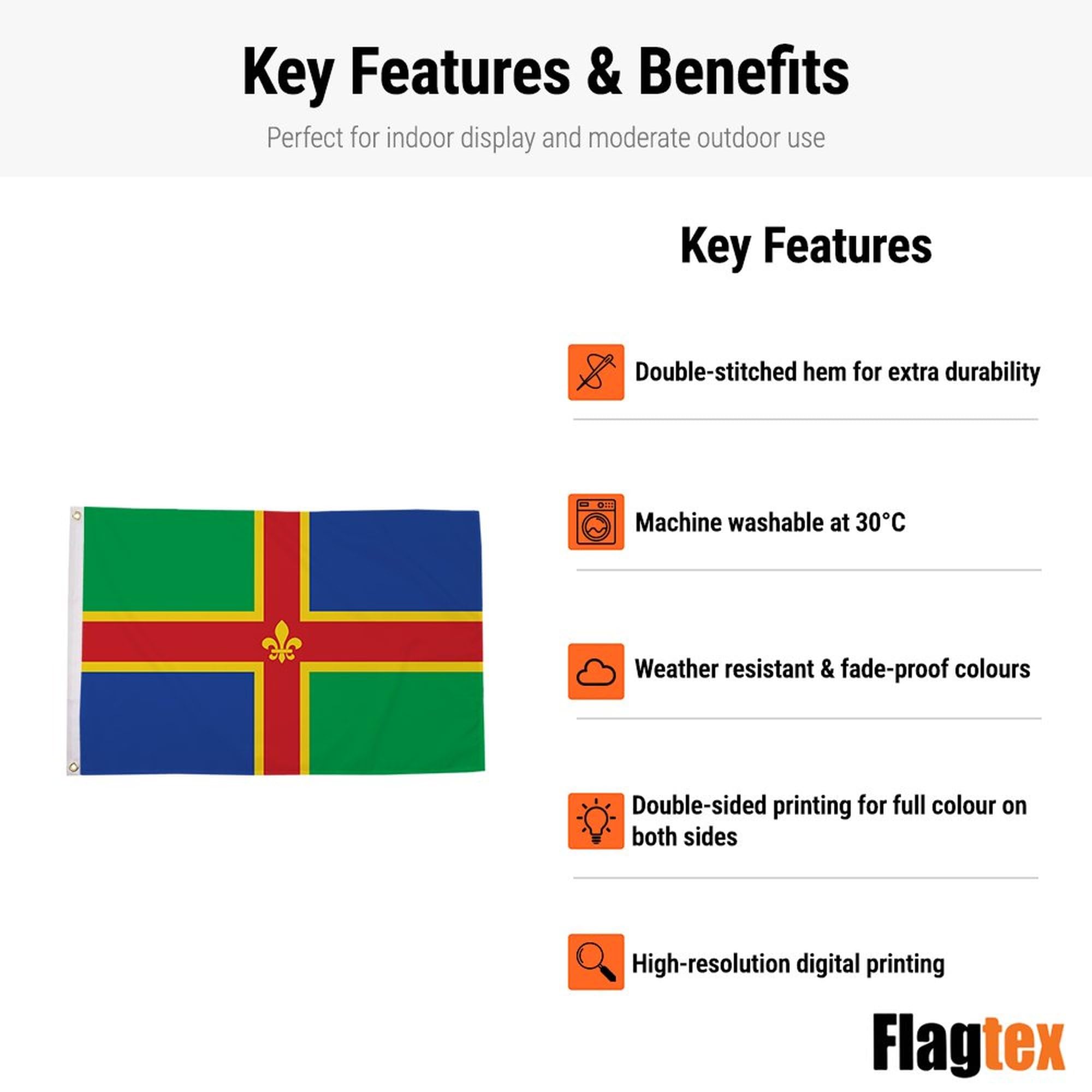 Flagtex Lincolnshire Flag 5ft x 3ft (150cm x 90cm) — view 4