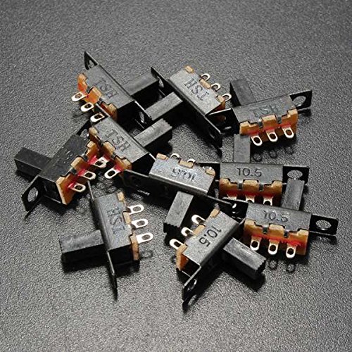 ILS - 10 pezzi Interruttori a Scorrimento Neri Mini Dimensioni SPDT On-Off 100V 2A Materiale DIY