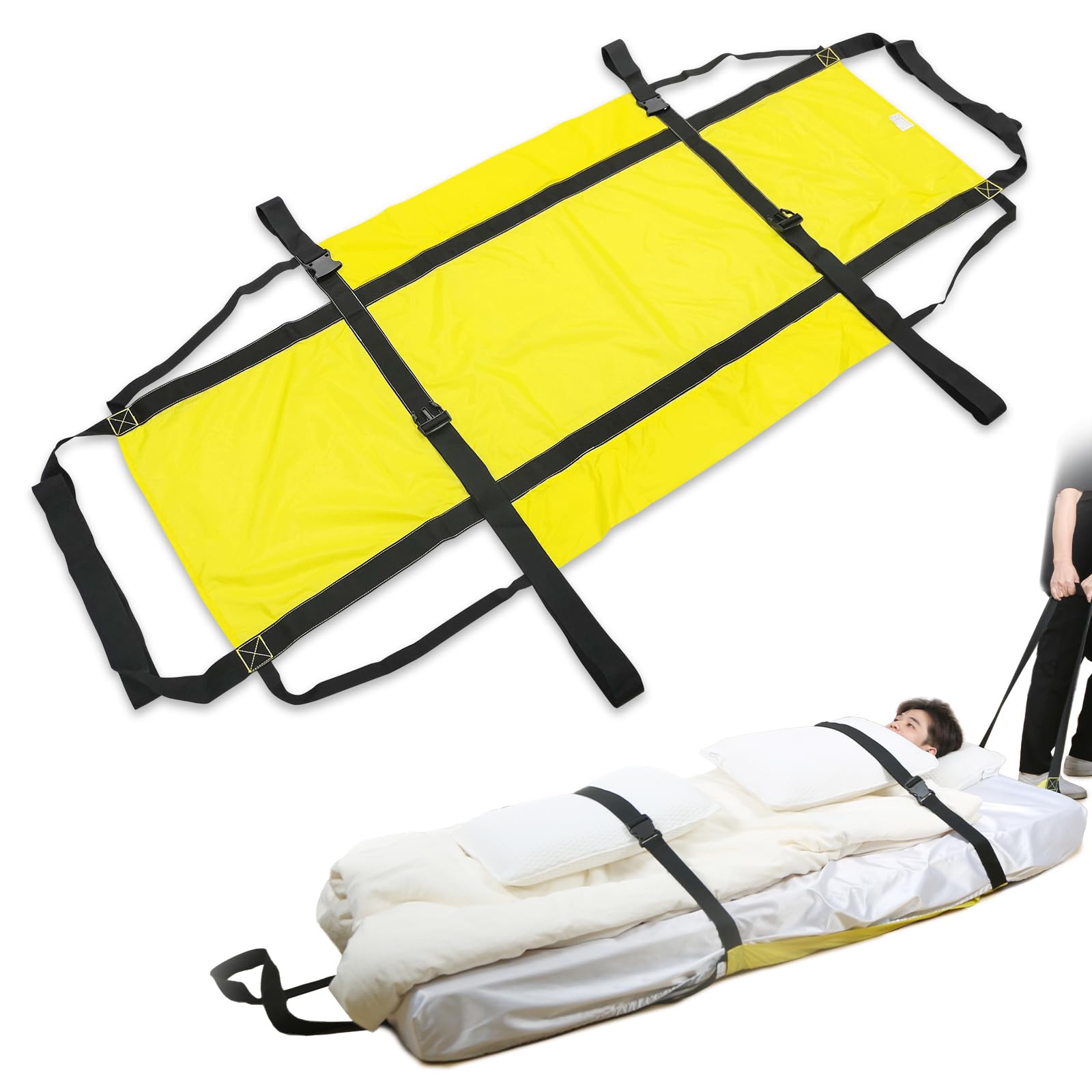 - Emergency Evacuation Sheet - Fast Patient Transfer System for Hospital and Home Care Load Capacity 330 lbs (about 150 kg) · Size 185 cm x 85 cm (Fits Standard Beds)