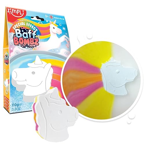 Bomba de baño grande de unicornio de Zimpli Kids, crea mágicamente un efecto especial multicolor, regalos de cumpleaños de unicornio para niñas,
