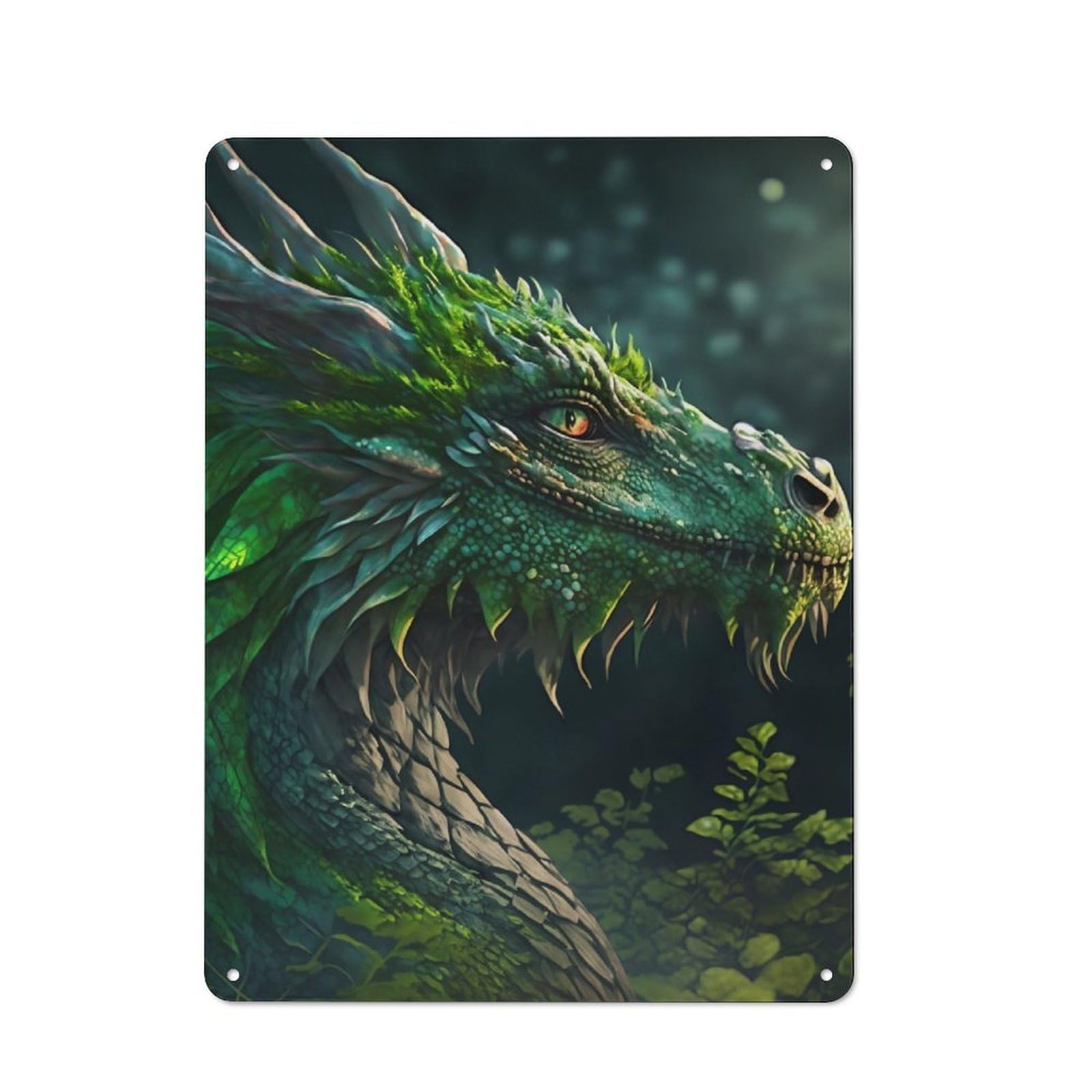 Junmoney Leaf Dragon For Garden Room Or Summerhouse, Vintage Tin Sign 40X30cm, A Metal Wall Feature For Garden Rooms And Summerhouses