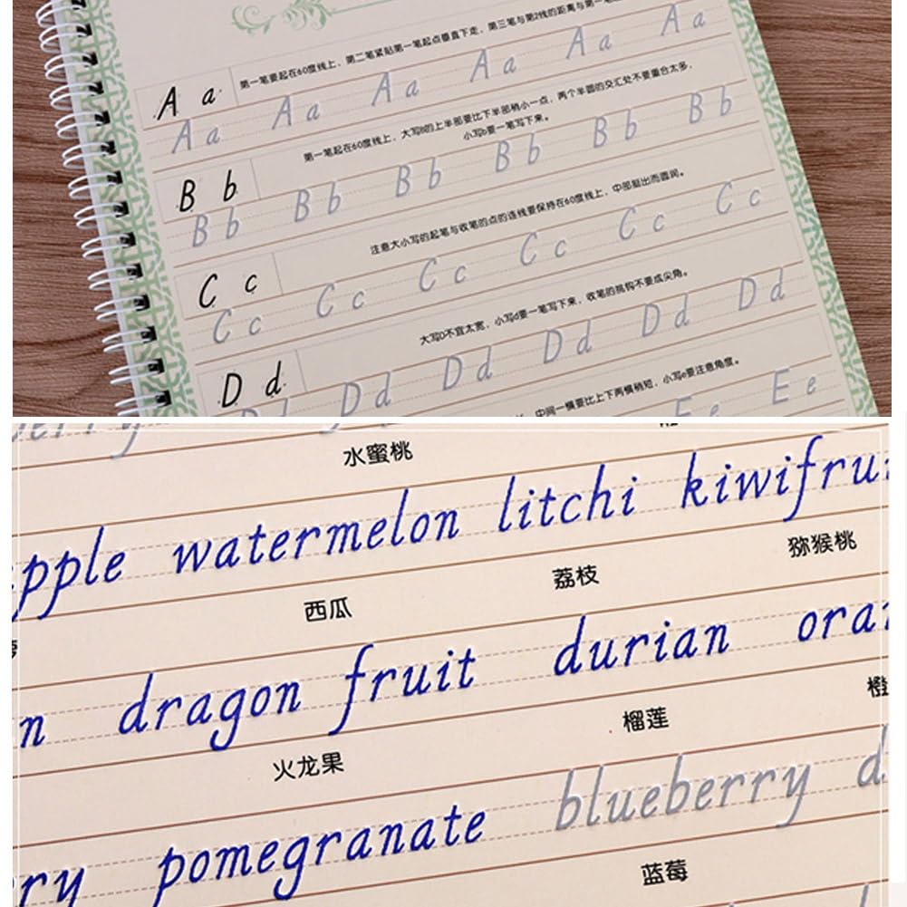 salyher 3pcs Italic English Magic Practice Copybook Reusable Groove Calligraphy Exercise Book Handwriting Training Book for Adults Kids Students Gifts - Image 6