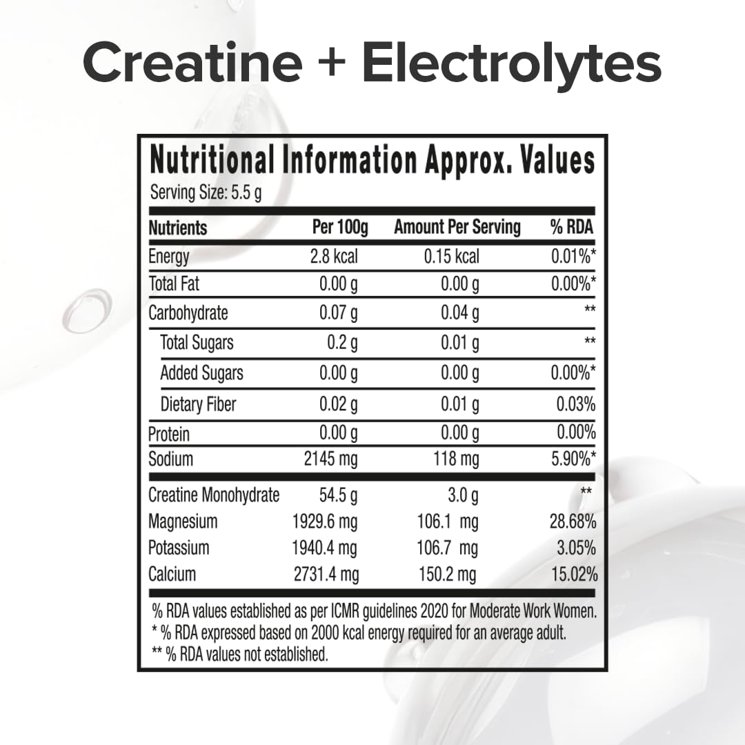 GNC Creatine+ Electrolytes | 3g Creatine Monohydrate + Sodium, Potassium, Calcium, Magnesium | Boosts Muscle Growth, Hydration, Energy & Recovery | Zero Sugar | 100% Veg | 250g | Lemon - Image 3 thumbnail