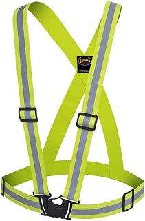 Pioneer Hi Vis Adjustable Safety Sash - Hi-Vis Yellow/Green with Reflective Tape - One Size Fits Most