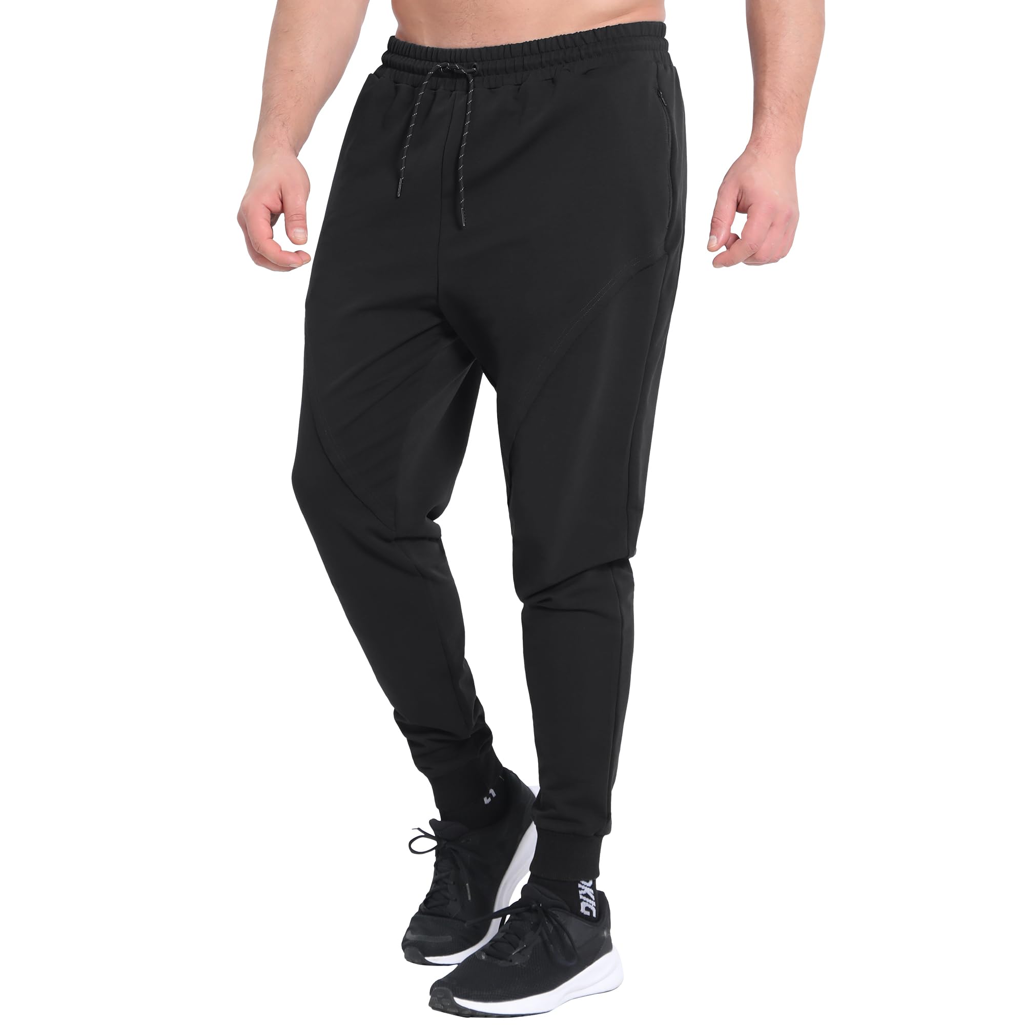 BROKIG Gym Jogginghose Herren Baumwolle Sport Fitness Hose | Sporthose Herren Lang, Trainingshose Herren Lang mit Reißverschlusstaschen, Atmungsaktiv Laufhose Herren Lang