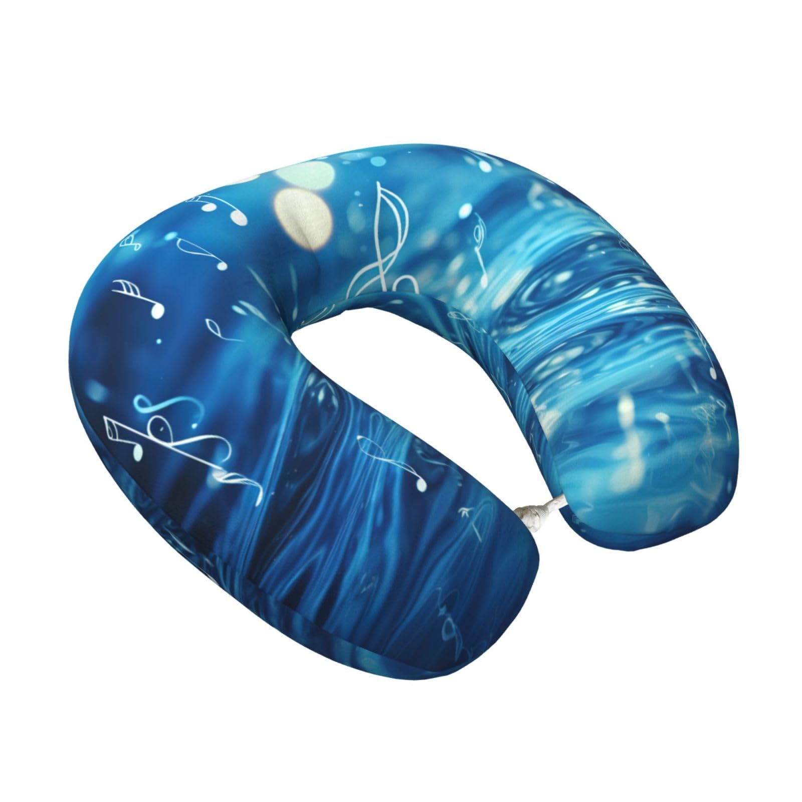 Yyoretp BlueMusic Print Travel Pillow Pure Memory Foam Neck Pillows Portable Headrest for Airplane