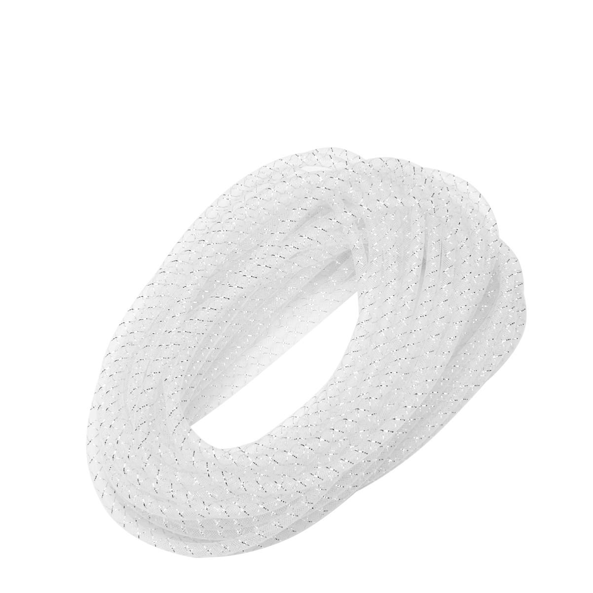 SUPVOX Christmas Tree Garland Mesh Tube Mesh Tubing Cord Yarn Cord Jewelry Making Supplies for Women Kids DIY Crafting (White) Mesh Tube Ribbon