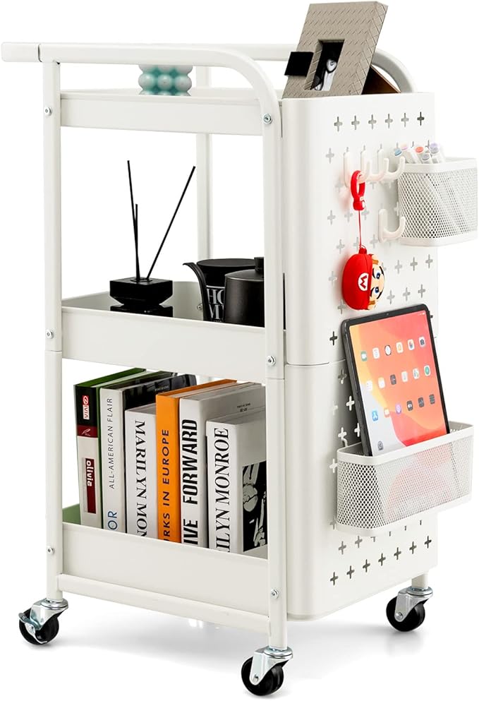 Giantex 3Tier Rolling Cart, Utility Storage Organizer Cart w/Dual DIY