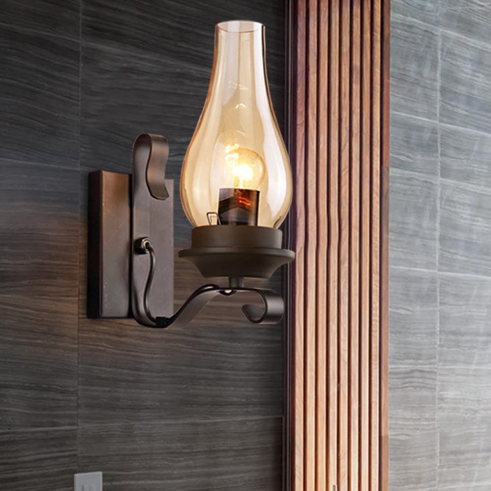 Przemysłowa lampa ścienna, styl vintage, rustykalne oświetlenie wewnętrzne, lampa ścienna zewnętrzna do przemysłowej retro lampa ścienna E27, rustykalne, oświetlenie wewnętrzne, lampa ścienna