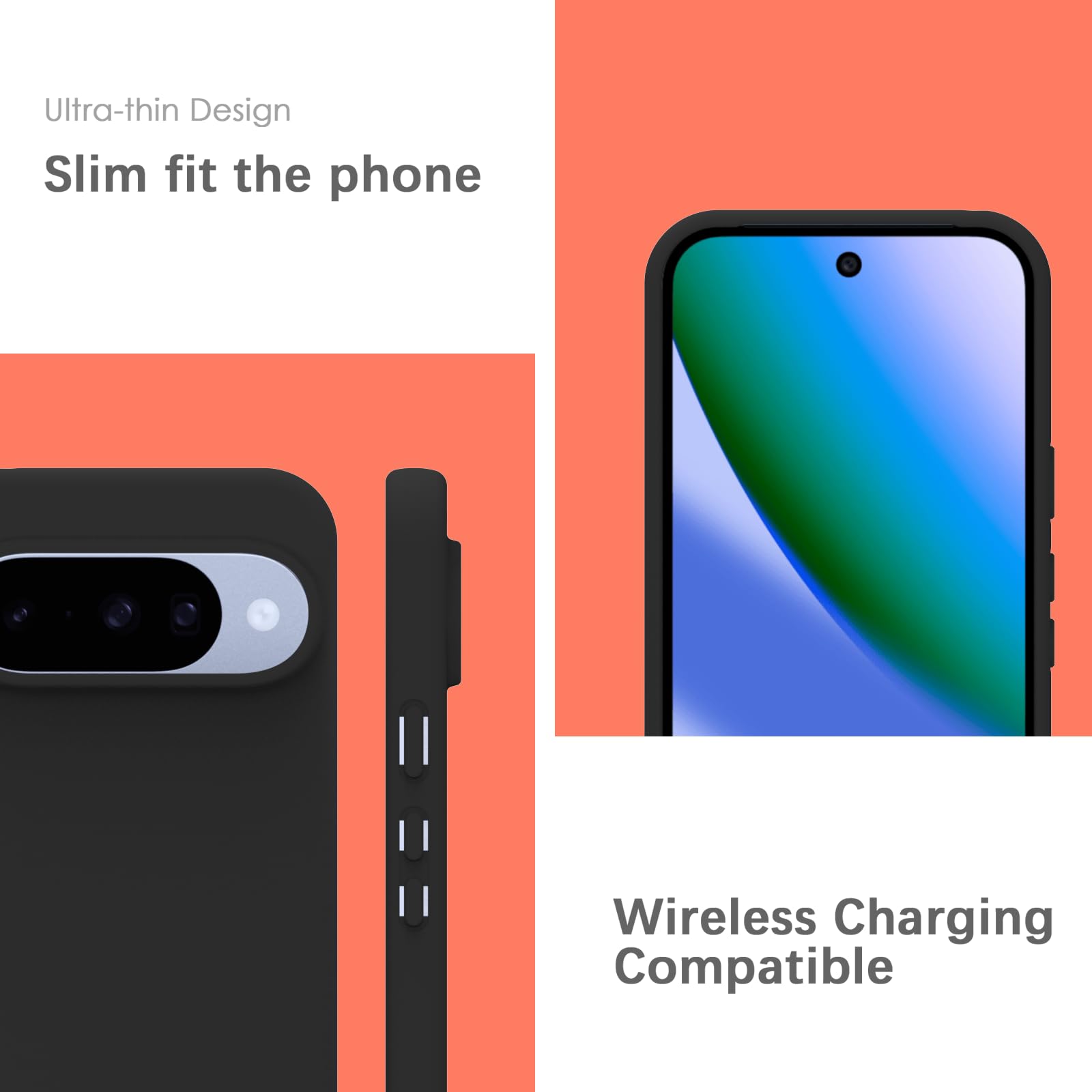 YATWIN Silicone Back Case for Pixel 10/10 Pro, Soft-Touch, Shockproof Phone Back Cover for Pixel 10/10 Pro - Black — Amazon image 5