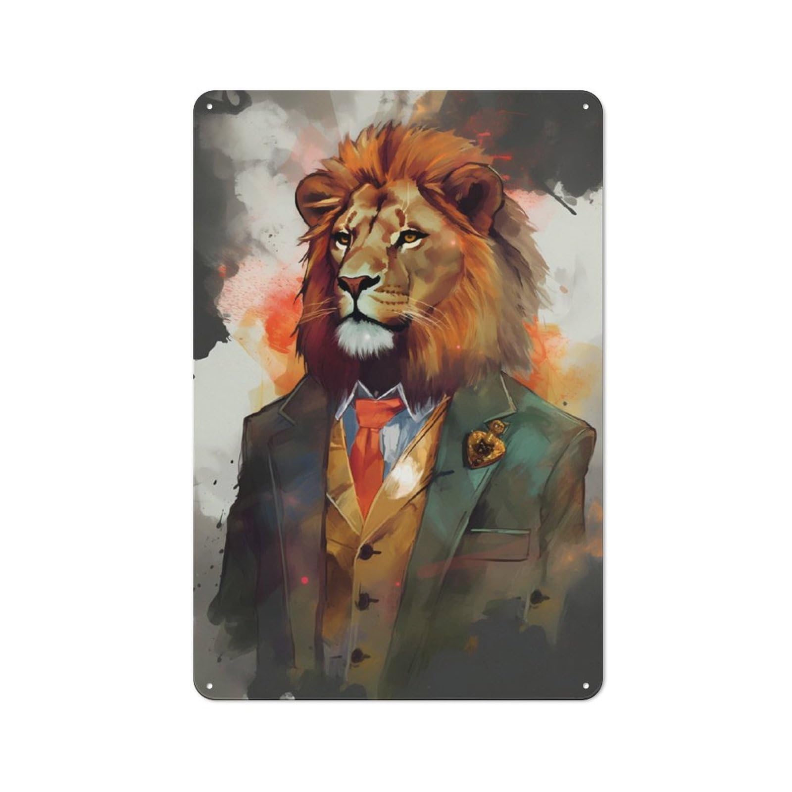 Junmoney Lion Enchantment 30X20cm Retro-Style Tin Sign With For Café Or Restaurant, Winter Wall Decor For Hospitality Interior Collectors