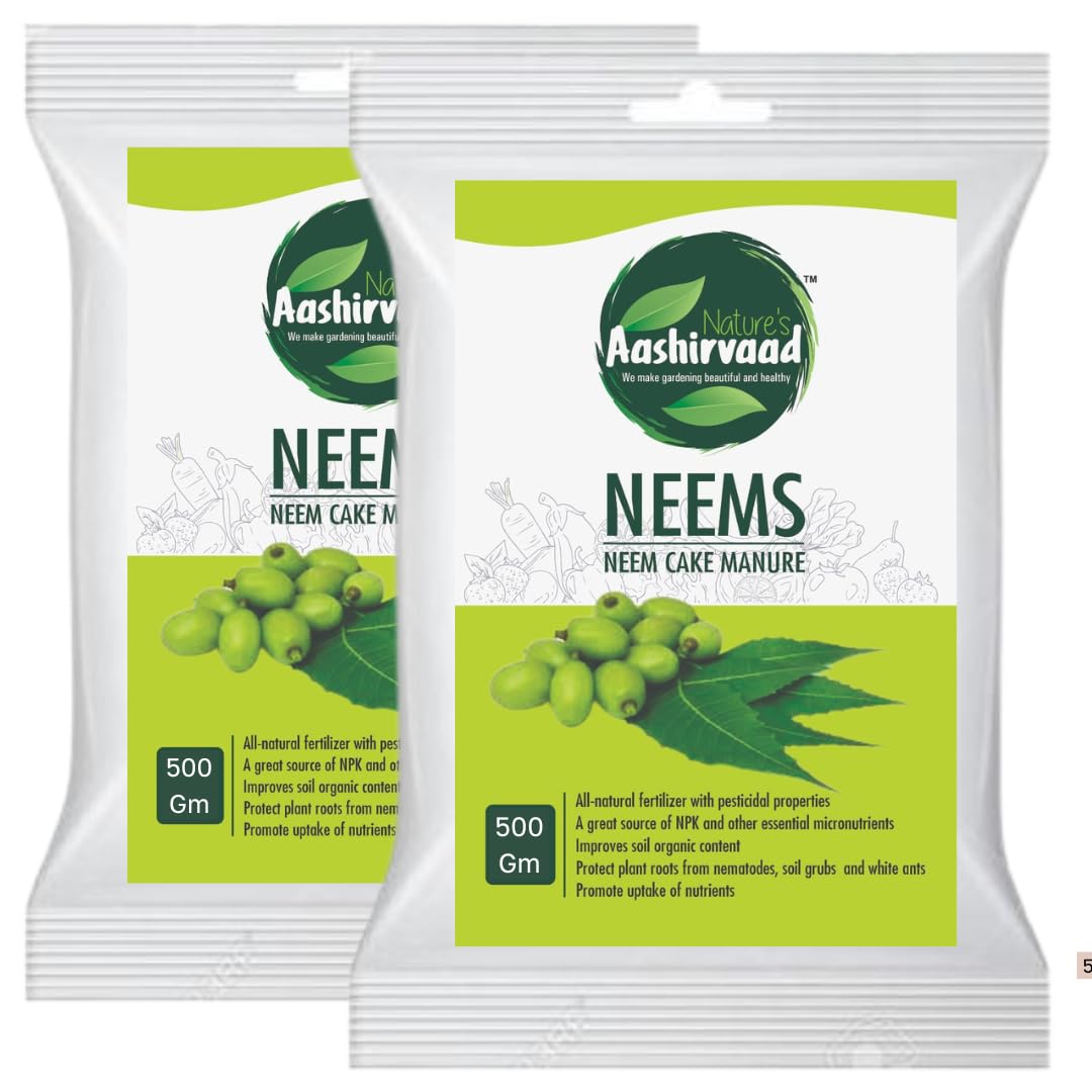 Organic Neem Cake Powder Concentrated Bio Fertilizer and Pest Repellent for Plants | 100% Pure Neem Khal Powder for Healthy Growth and Protection (500Gm) (Pack of 2)