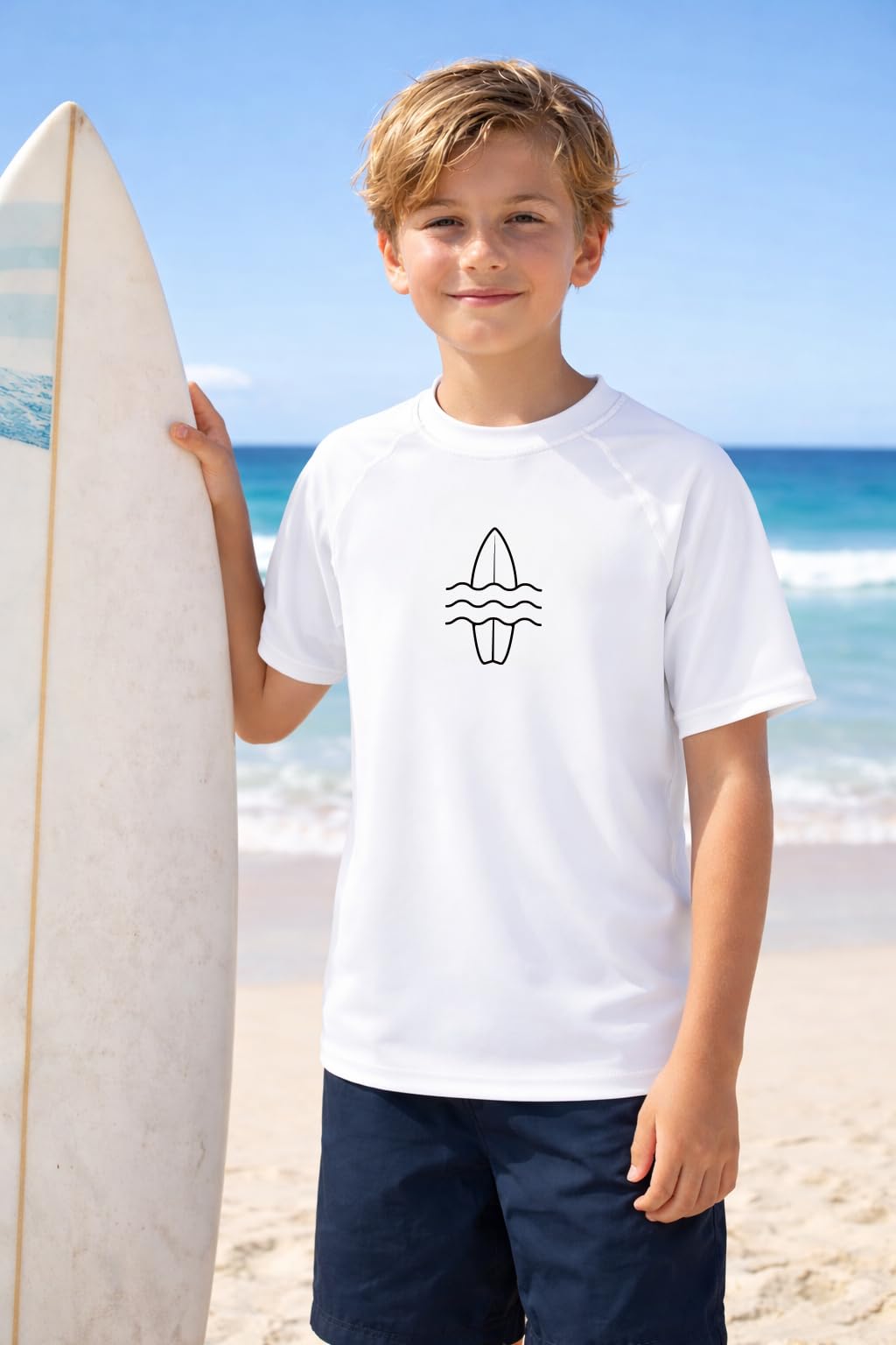 Camisas de protección para niños, camisetas de natación UPF 50+, protección solar, pesca, agua, playa, surf, trajes de baño de 3 a 14 años