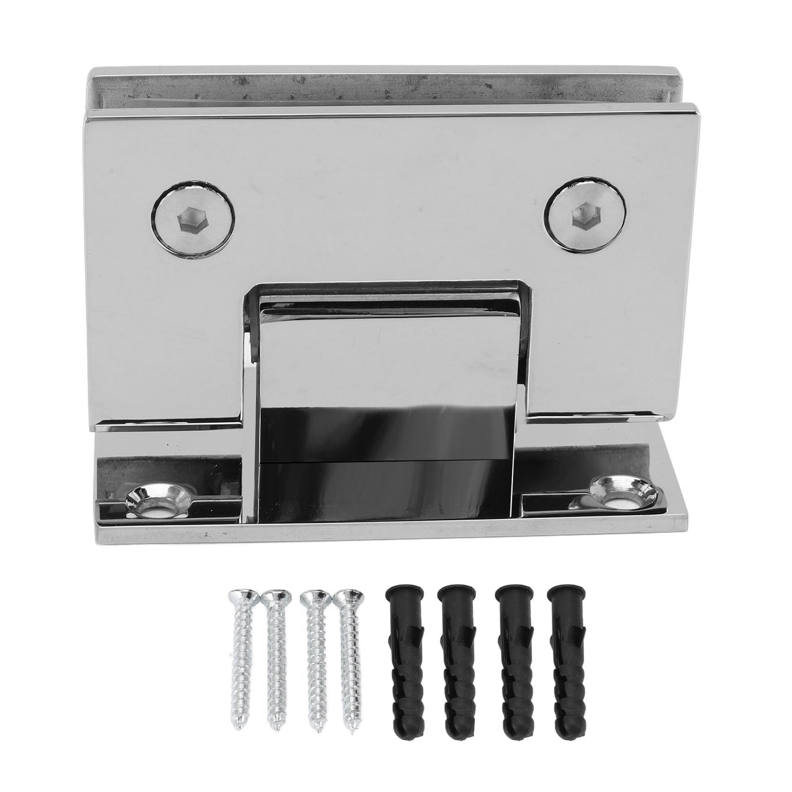 Glass Door Hinge, No Drill Self Closing 90 Degree Replacement Hinge for Shower Enclosure 8 to 12mm Frameless Glass Stainless Steel 1 Pack