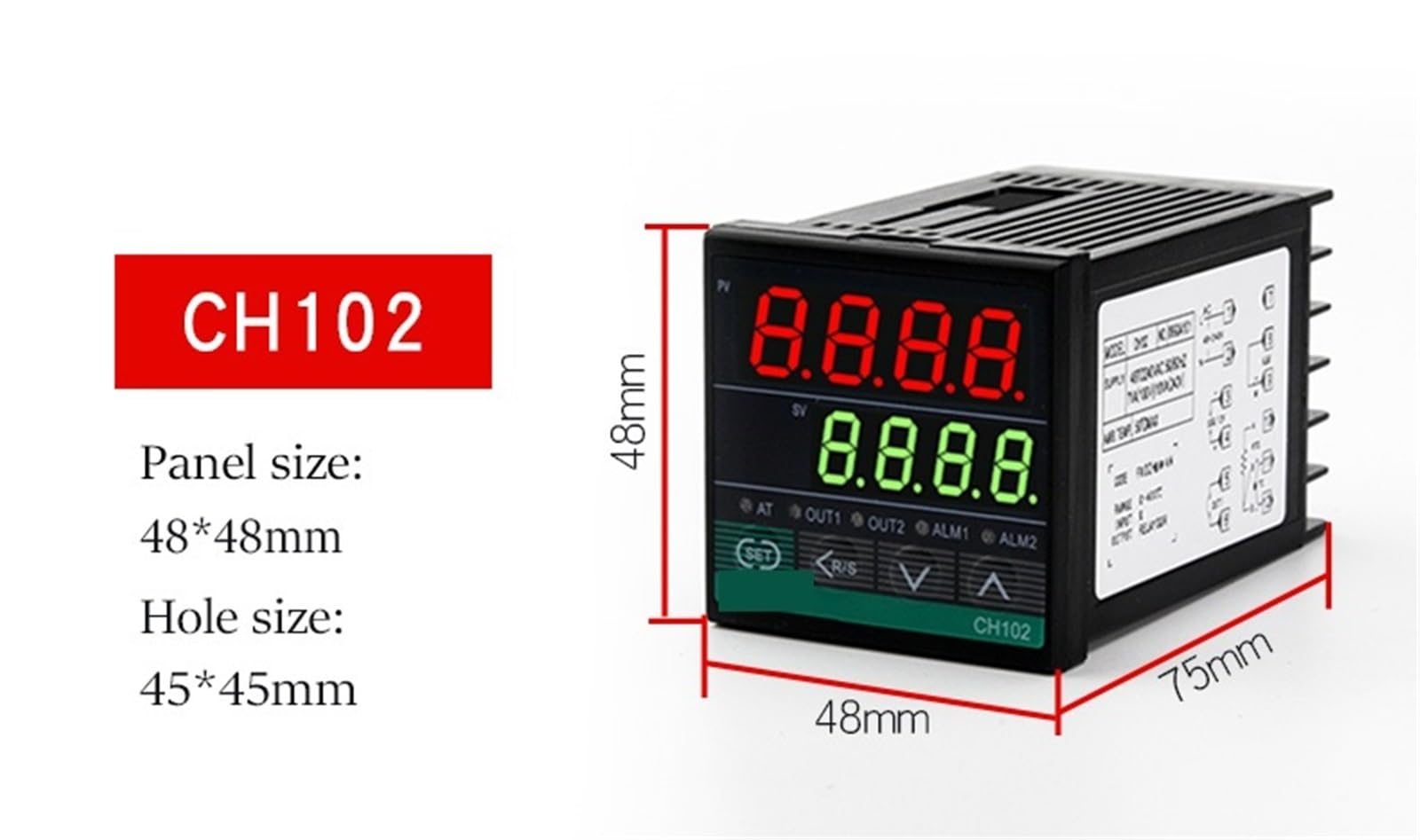 1 Uds salida Dual SSR y relé CH102 CH402 CH702 CH902 dos salidas de relé LCD controlador de temperatura PID Digital 48-240V AC REX-CH(CH102)