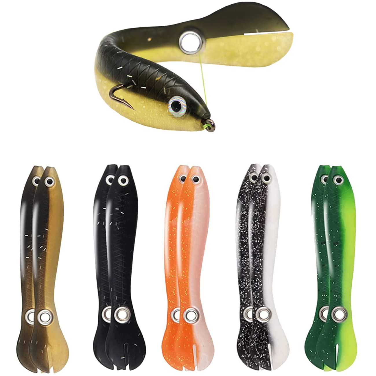 Soft Bionic Fishing Lure, 10pcs Bionic Swimming Lure Fishing for Saltwater & Freshwater, Creative Realistic Fishing Lure Set, Bionic Swimming Bait Suitable for Fishing Lovers Outdoor