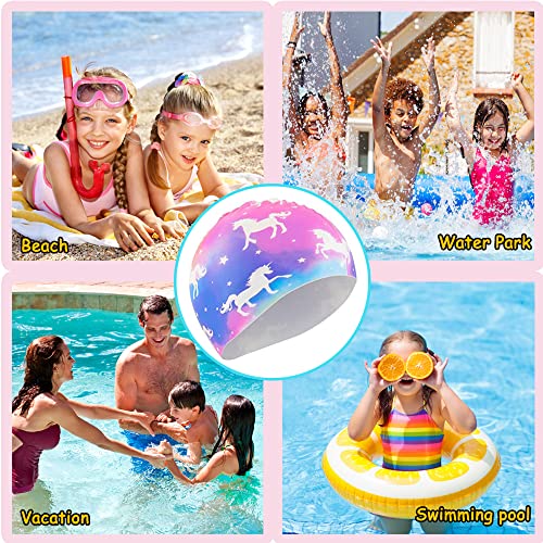 2 Piezas Gorro de Natación para Niña,Gorros de Piscina Niña,Gorro de Natación Silicona,Gorro de Baño Impermeable,Gorro de Baño Piscina - imagen 5