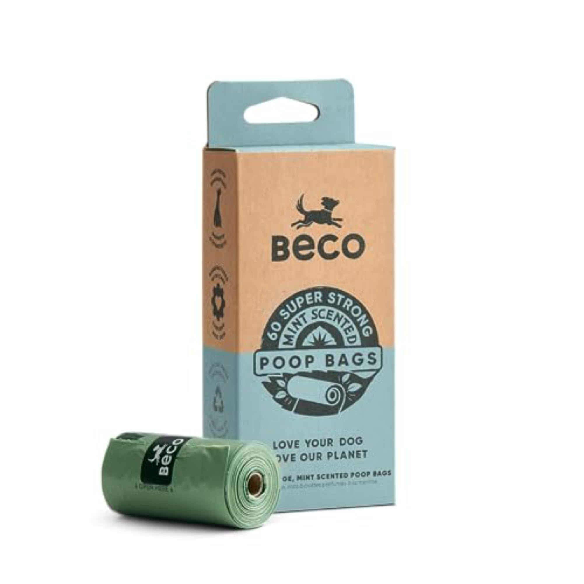 Beco Pets Beco Mint Scented Recycled Poop Bags - Mint Scent - 60 Bags Size 22.5