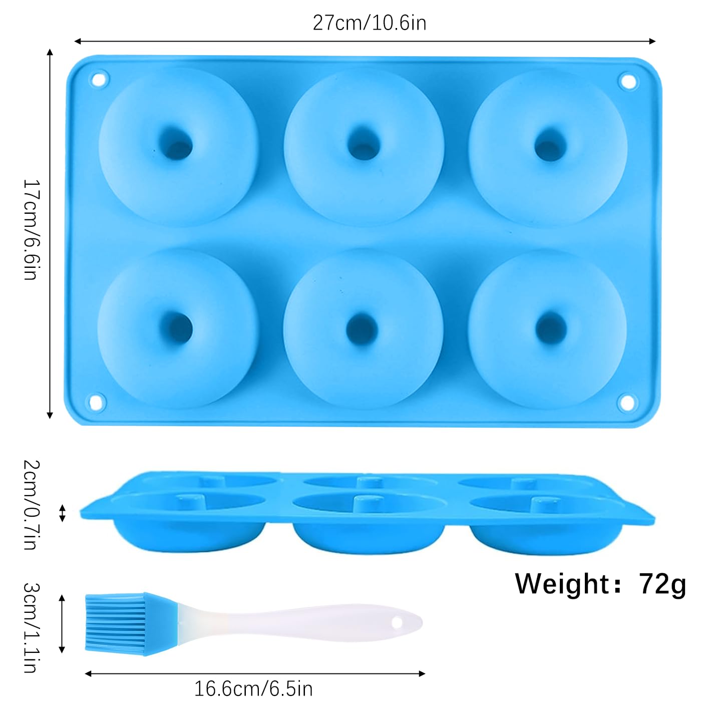 Stampo Silicone Per Ciambelle - 3 Stampi Antiaderenti Da 6 Cavità, Colorati - Foto 2
