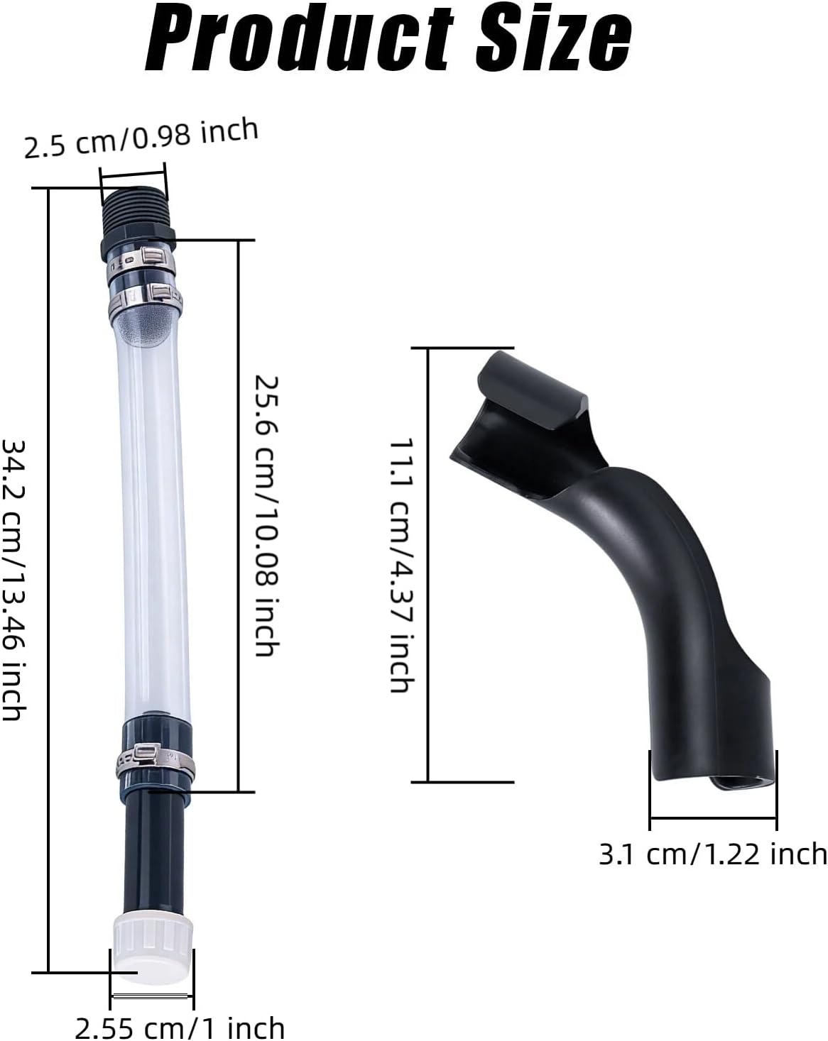 VP Gas Can Spout Replacement, Flexible Clear Racing Fuel Jug Hose with Vent Cap, Transparent Gas Filler Hose for Racing Fuel Jugs, Mowers, Cars, ATVs