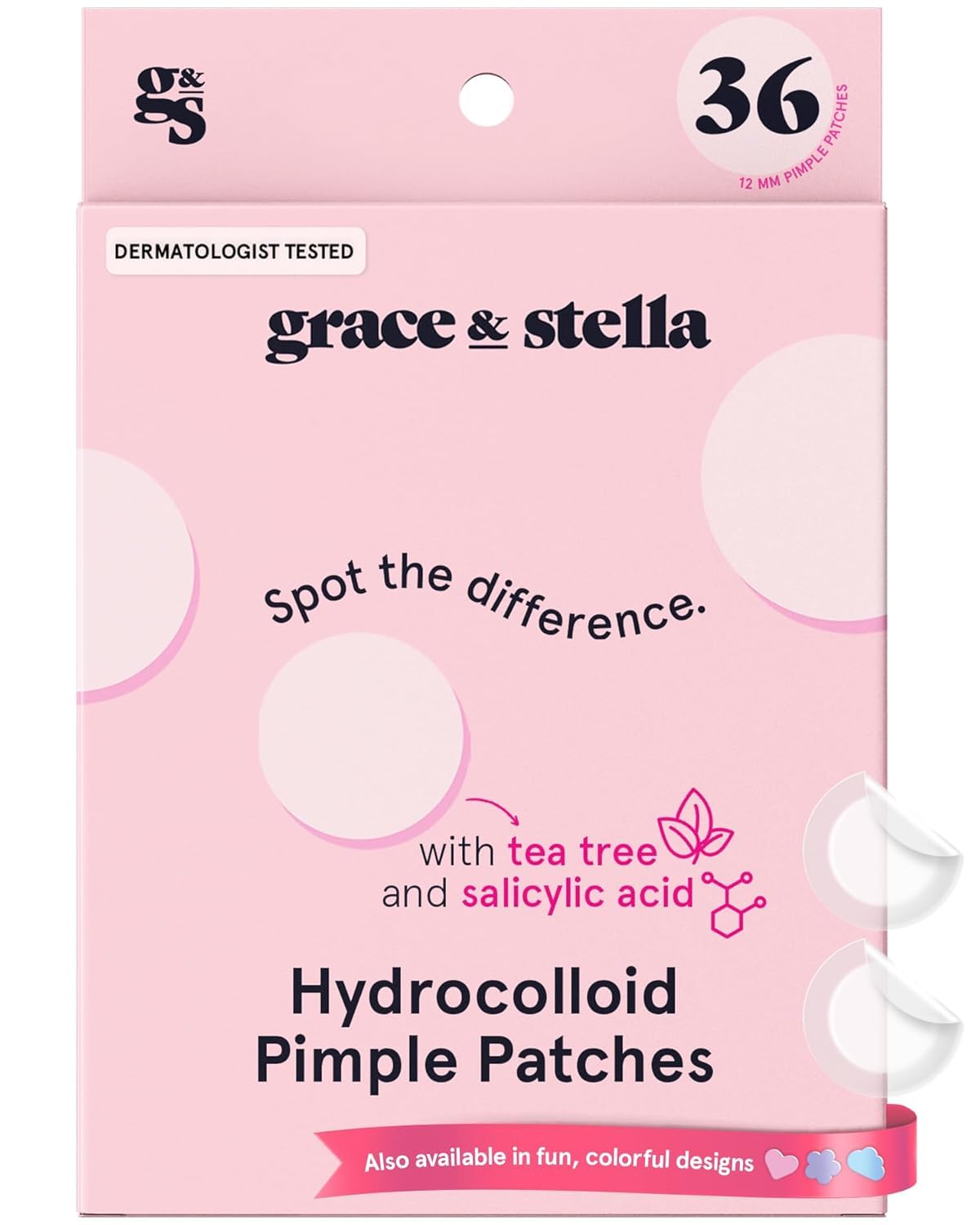 grace & stella Award Winning Spot Patches (Invisible, 36 Count) - Dermatologist Tested Hydrocolloid Pimple Patches - Absorbs Gunk & Flatten Breakouts - Acne & Blemish Treatment - Vegan & Cruelty Free