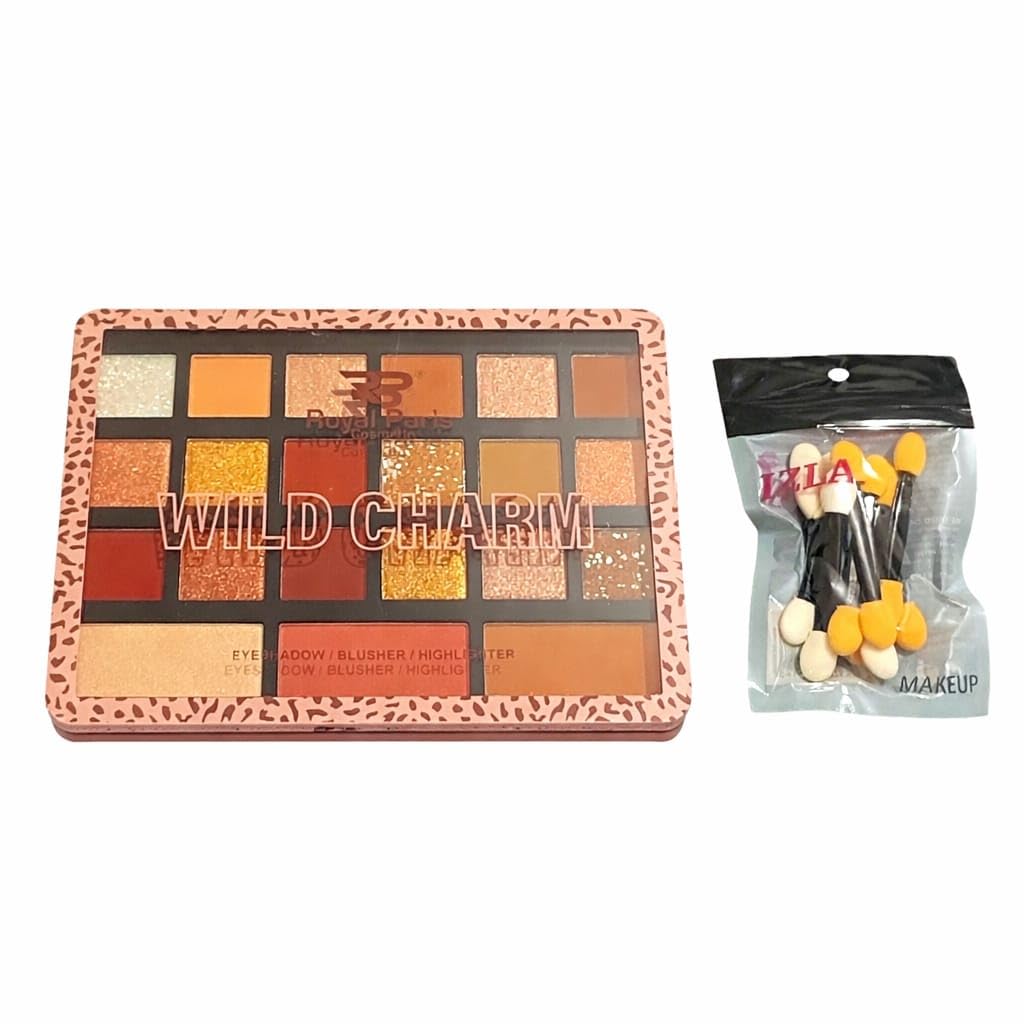 Wild Charm 21 Renkli Göz Farı Paleti, 10 Adet Çift Taraflı Aplikatör Seti, Mat ve Işıltılı Far, Yüksek Pigmentasyonlu Profesyonel Makyaj Paleti, Günlük ve Gece Makyajı İçin
