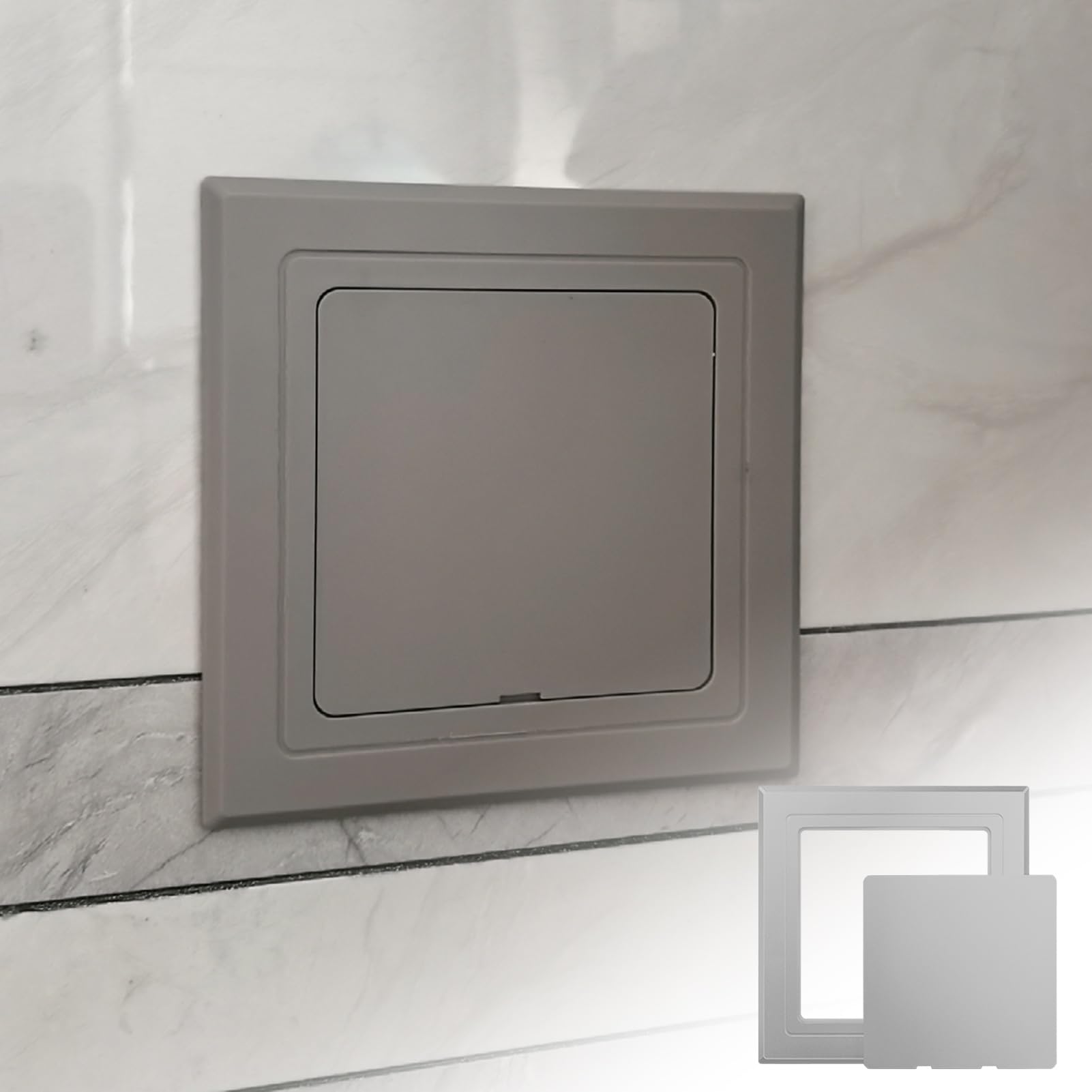 Samoprzylepny panel dostępu dla łatwego dostępu, szare plastikowe drzwi rynny na pranie, 25 x 25 cm (9,8 x 9,8 cm), uniwersalna osłona skrzynki bezpieczników i wygodne rozwiązanie dostępowe