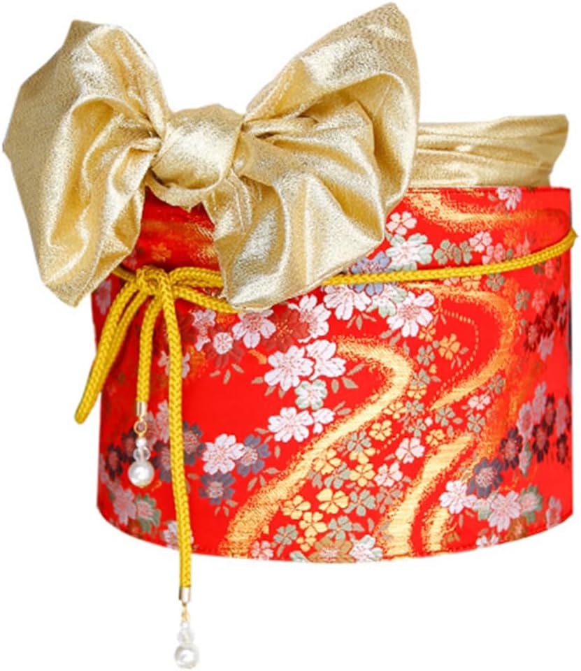 Women's Japanese Kimono Taikoor Box Knot Obi Belt 4 Pcs Vintage Jacquard Cotton Waistband Yukata Robe Accessories