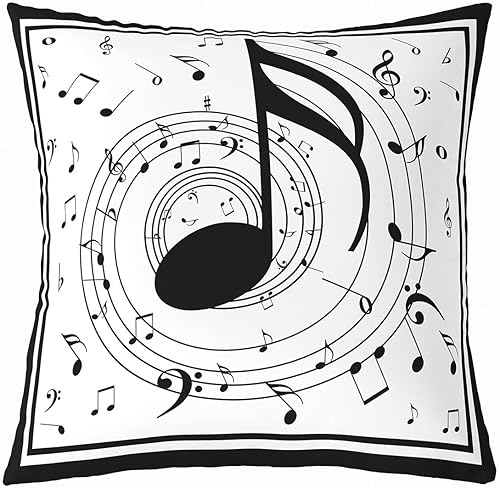 Miniatura 21 de Funda de cojín cuadrada con notas musicales, diseño geométrico retro y moderno, para sofá, sala de estar, fundas de almohada suaves, 24 x 24