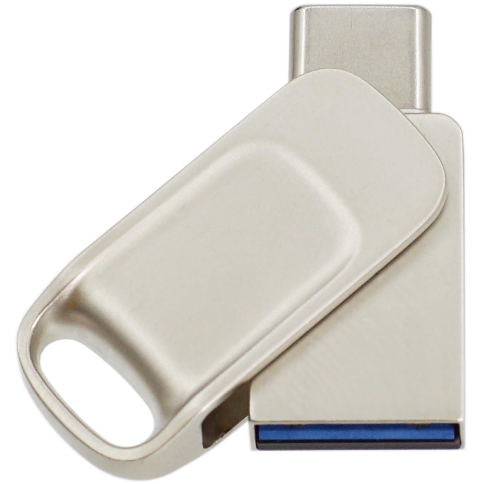 YinowDual USB A 3.1 and C Flash Drive Mini OTG, Metal Silver U-Key 64GB