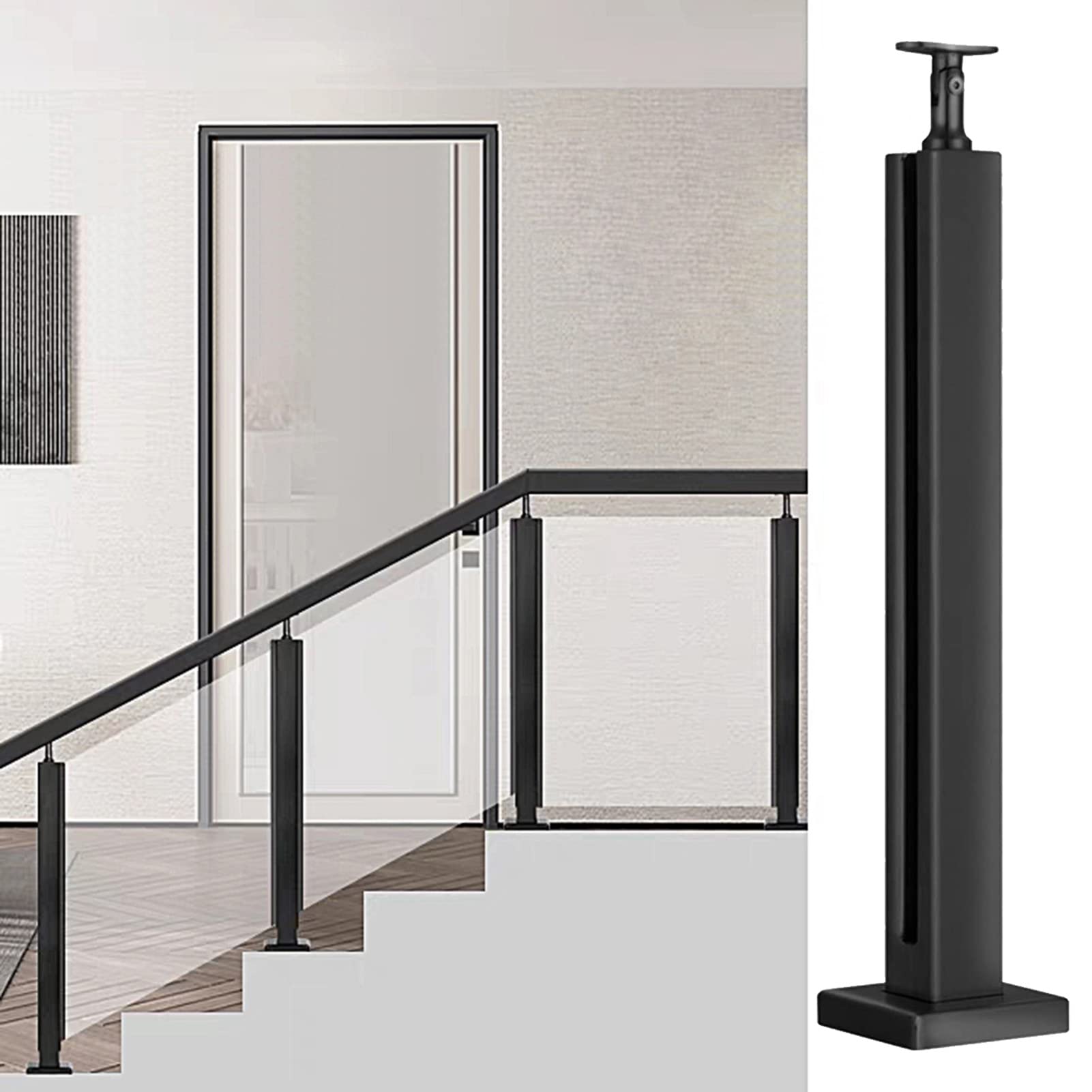 Garde-corps acier inoxydable et verre 105 cm balustre escalier extérieur et terrasse