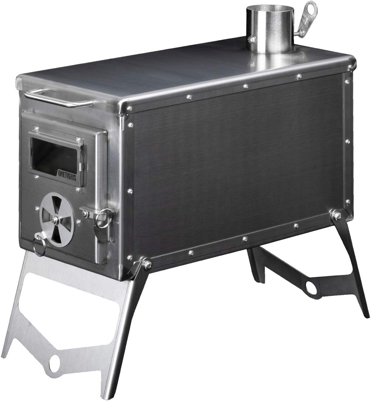Tiger Roar Tent Stove, Portable Wood Burning for Winter Camping Hunting and Outdoor Cooking, Pipes Included