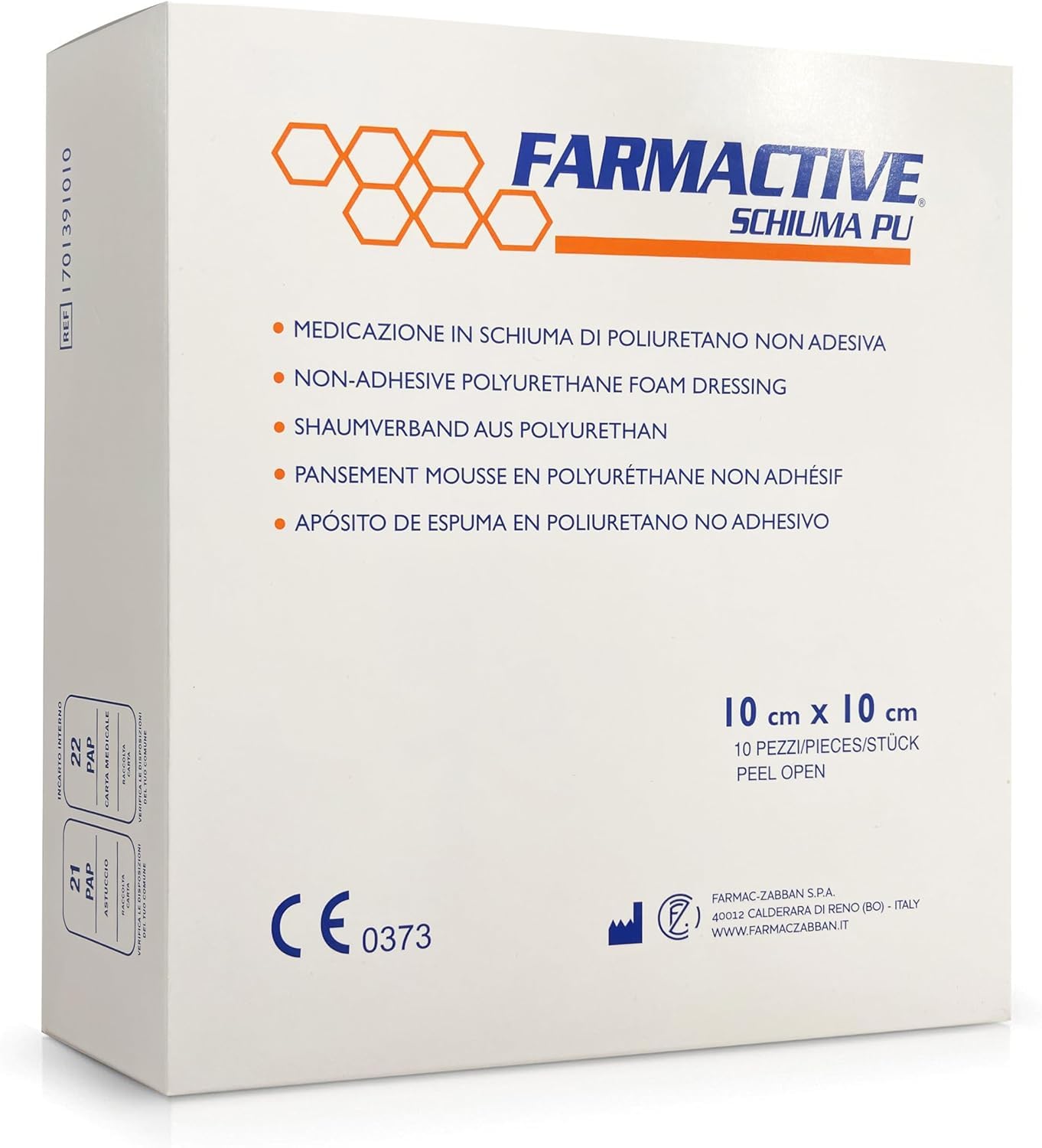 Medicazione Sterile in Schiuma di Poliuretano, NON Adesiva, con Elevata Assorbenza, Comfort e Protezione, 10x10 Centimetri, 10 Cerotti,