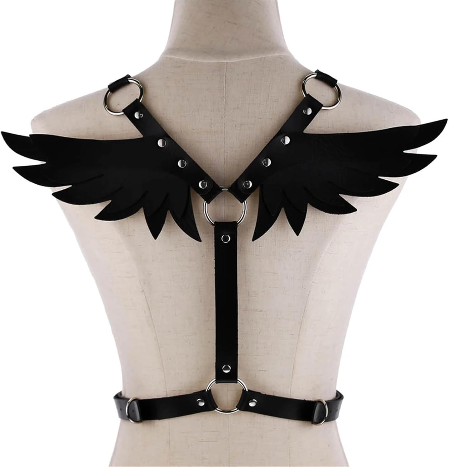 Fashion Women Belts Angel Wing Faux Leather Adjustable Harness Waist Shoulder Bondage Halterneck Body Belt