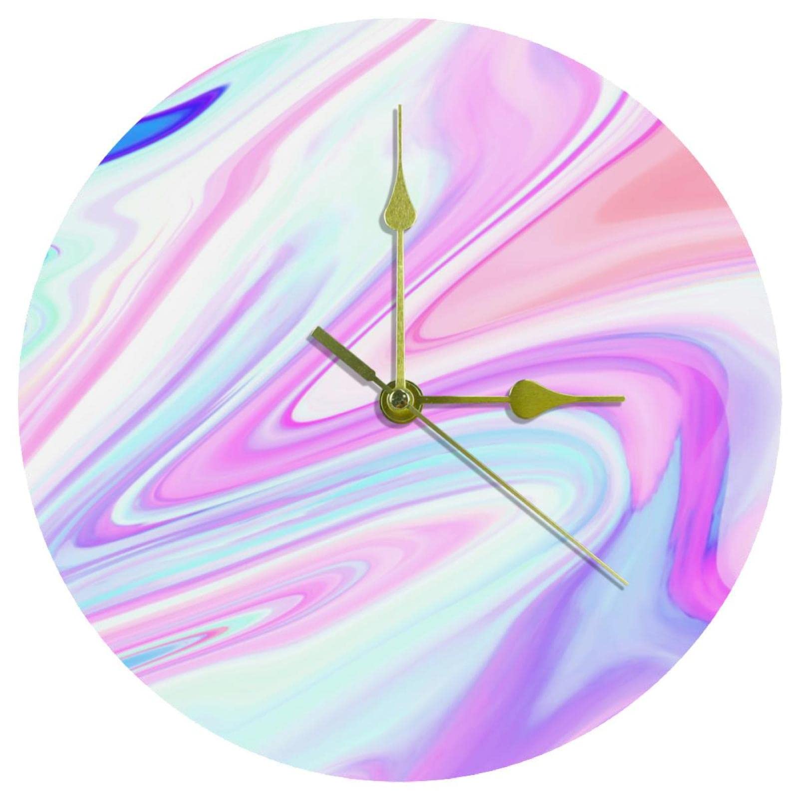 Horloge murale en acrylique de luxe style marbre et finitions or
