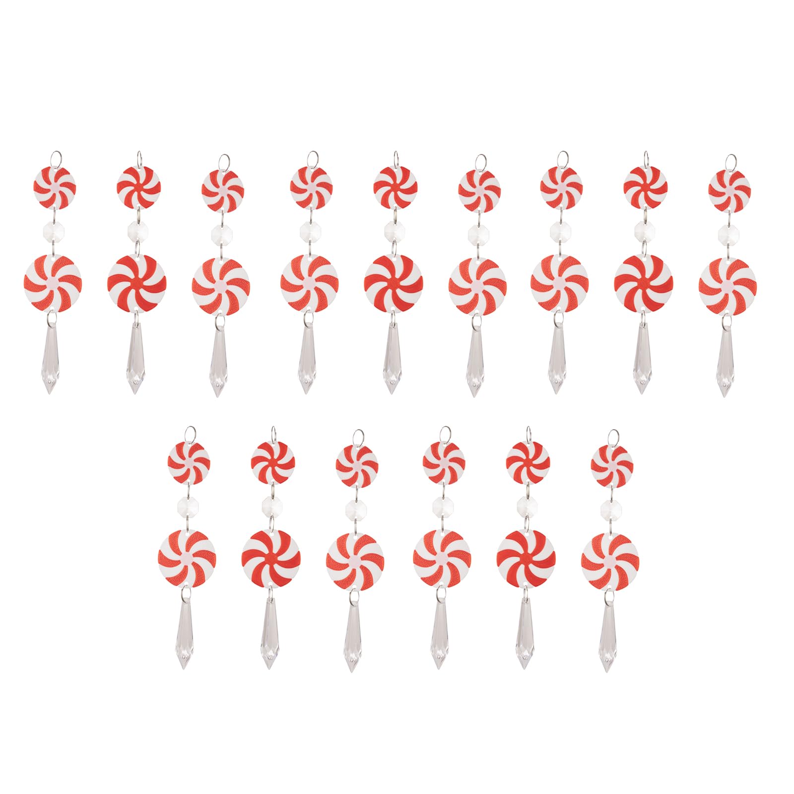 Kalttoy Of 15 Christmas Candy Cone Hanging Decors Colorful Christmas Tree Pendant Candy Cane Cone Ornament for Holiday Tree Adornment