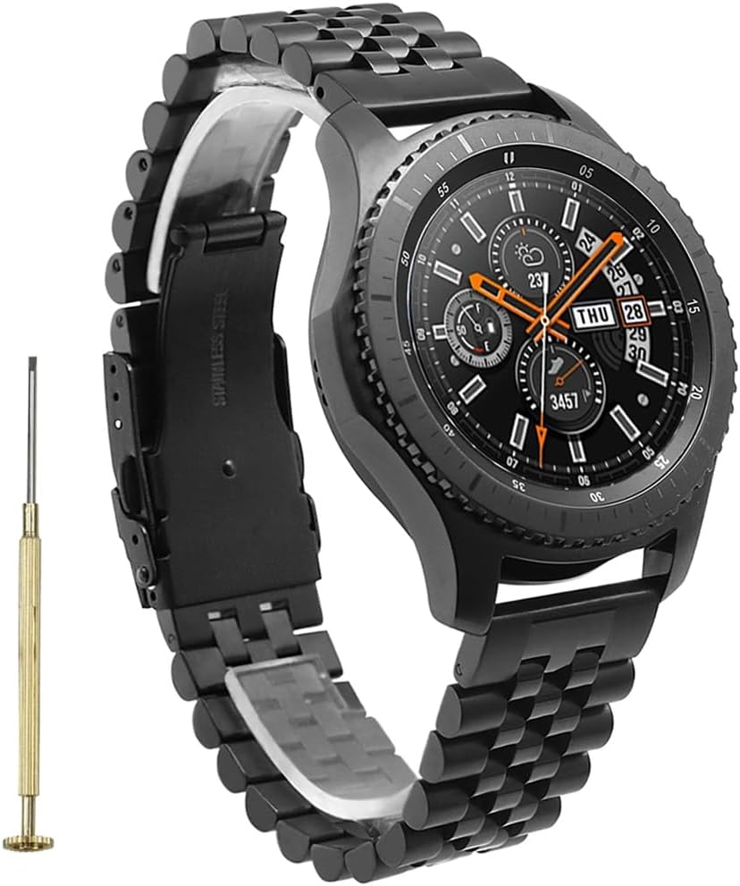 Hstrap Stainless Steel Watch Bands Compatible With Samsung Galaxy Watch 6 40mm 44mm/Galaxy Watch 6 Classic 43mm 47mm Galaxy Watch 5 40mm 44mm/Pro 45mm Galaxy Watch 4 40mm 44mm Quick Release Screw-in