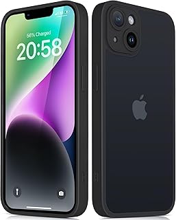 for iPhone 14 Case 6.1 inch, Matte Shockproof Bumper Phone Cover, Military-Grade Protection 360°Full Body Frosted Translucent Back Anti-Fingerprint Phone Case for iPhone 14 (Black)