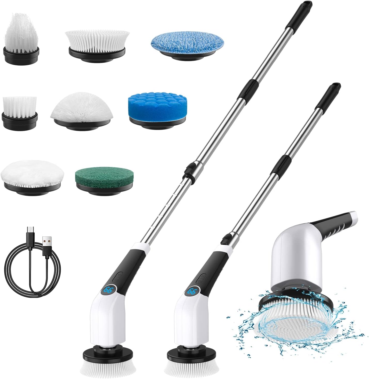 Oxodoi Brosse Électrique Rotative, Nouvelle Brosse de Nettoyage Sans Fil avec 9 Têtes de Brosse Remplaçables, Brosses Électriques pour Salle de Bain, Cuisine