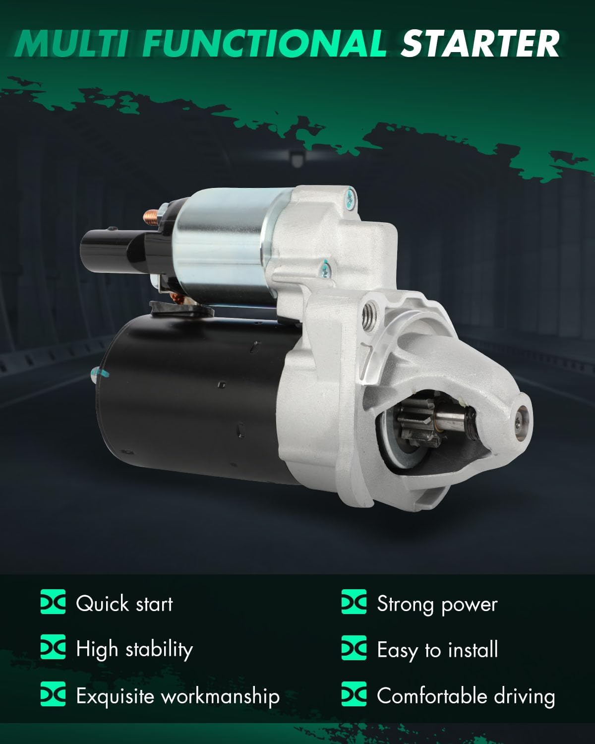 SCITOO Starter Motor fit for Audi for A4 1.8L 2005-2006,for Audi for A4 2.0L 2005-2009,for Audi for A4 Quattro 1.8L 2005 Replacement Starter 17975