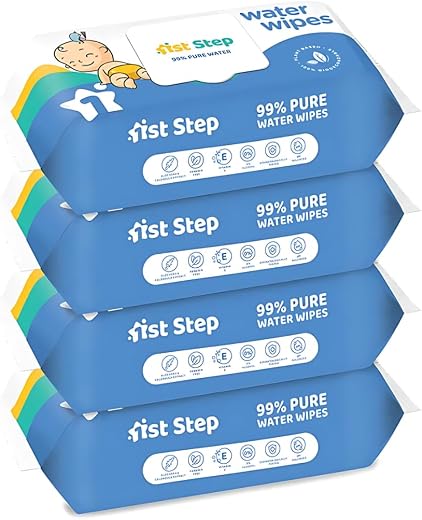 1st Step 99% Pure Water Baby Wipes with lid I Dermatologically Tested | Plant Based - 100% Biodegradable Wipes for Babies...