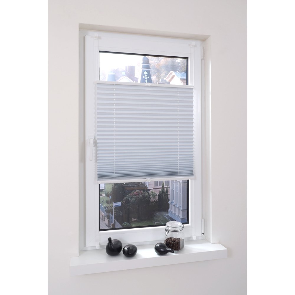 Liedeco® Thermo Plissee verspannt mit Klemmträger / 90 x 130 cm weiß (BxH) /verdunkelnd stufenlos verstellbar energiesparend / 123 montiert/Thermo-Plissee/Klemmen-Sonnenschutz Fensterdekoration