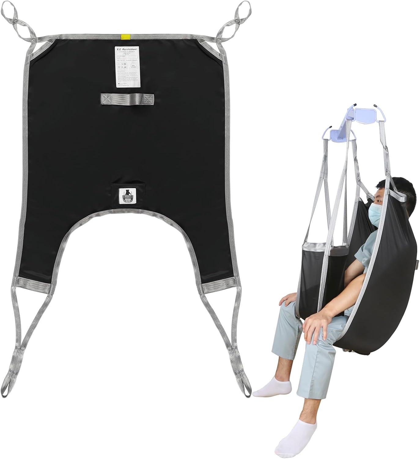 Patient Lift Divided Leg Sling with Lower Back, Patient Lift Sling for Transfer and Positioning and Lifting, 500lb Weight Capacity