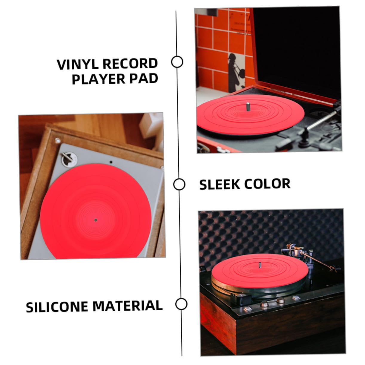 TOYANDONA Tappetini in Silicone Antistatici 2 Pezzi per Giradischi Vinile per Protezione Dischi in Vinile Rosso, Sostituzione Morbida e Sicura