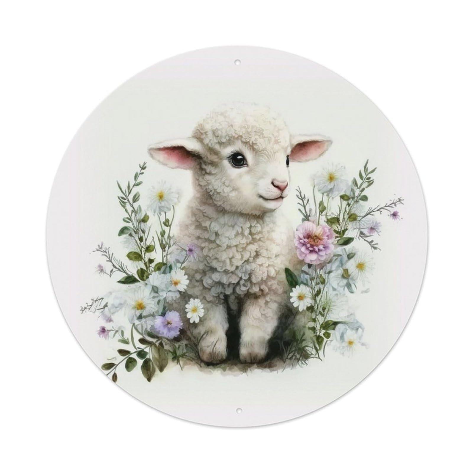 Animal Artwork Cute Little Lamb Vintage Metal Tin Sign Plaque Wall Decor for Cafe, Club Bar, Office, Garden Metal Poster 8x8Inch