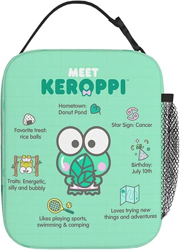 Miniatura 3 de Keroppi Lonchera aislada de dibujos animados, linda lonchera Bento con diseño de anime, reutilizable, divertida, personalizada, térmica, para